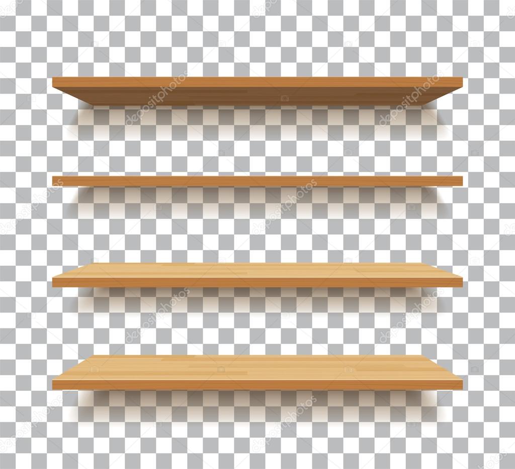 vector empty wooden shelf isolated background