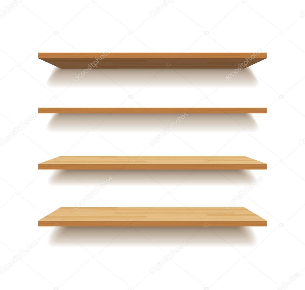 vector empty wooden shelf isolated background