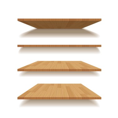 vektör boş ahşap raf arka plan izole