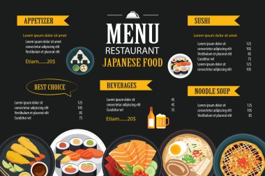 Japon yemekleri menü Restoran broşür tasarım şablonu