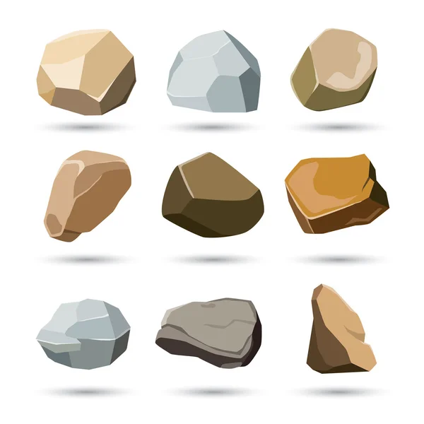 Conjunto de roca y piedra — Vector de stock