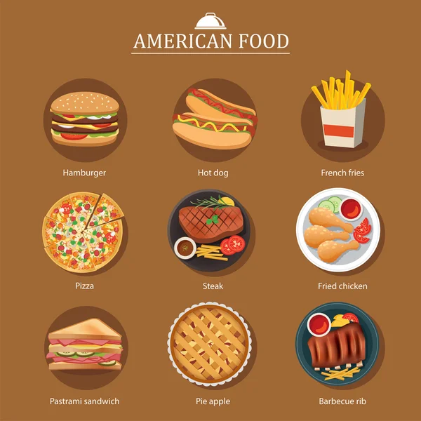 Set van Amerikaans eten — Stockvector