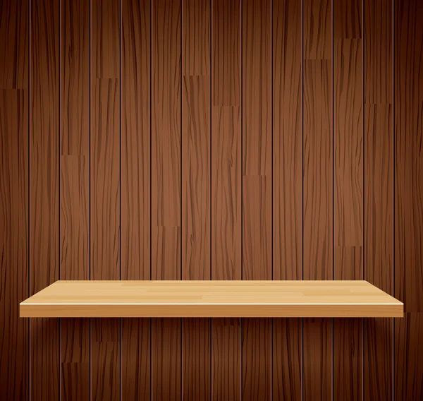 Διάνυσμα φόντο κενών ξύλινη ράφι. Κενό ξύλο για το προϊόν σας — Διανυσματικό Αρχείο