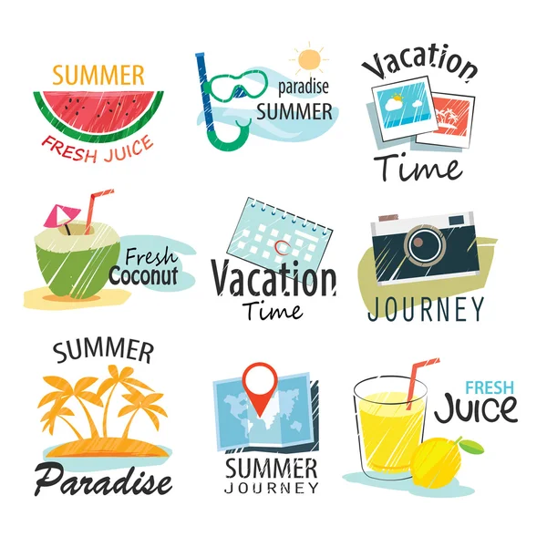 Set of hand drawn summer signs and banners.Graphic for summer ho — Stock Vector