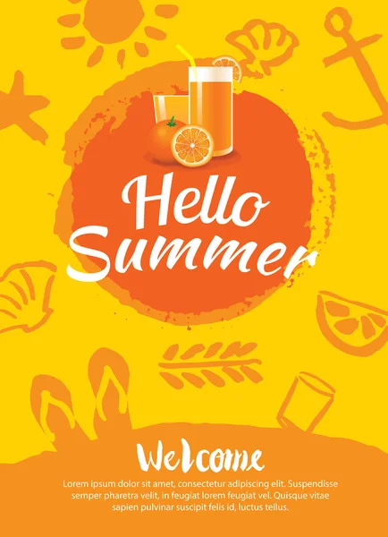 Hello summer beach party poster background template — Stock Vector