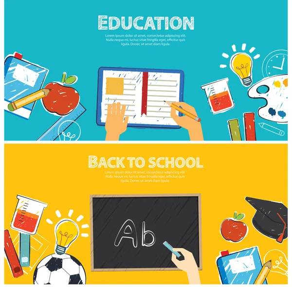 Education banner and back to school background template — Stock Vector