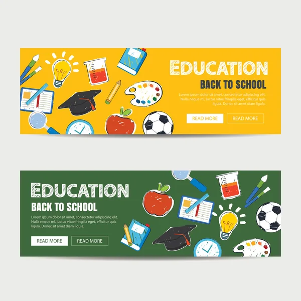 Education banner and back to school background template — Stock Vector