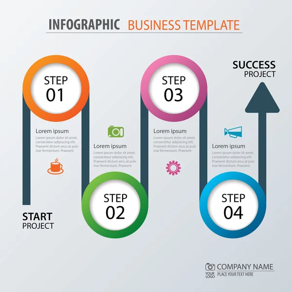 Road business tijdlijn infographic sjabloon. Vectorillustratie — Stockvector