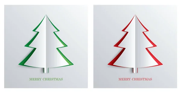 Karácsonyfa Papír Művészet Stílus Zöld Piros Színű — Stock Vector