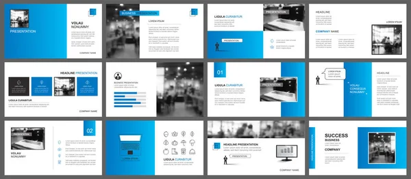 Apresentação Modelo Layout Slides Projeto Fundo Gradiente Azul Uso Para —  Vetores de Stock