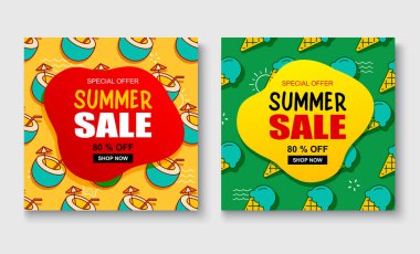 Yaz indirimi afişi kapak şablonu. Yaz indirimi özel teklifi Şirin tasarım.