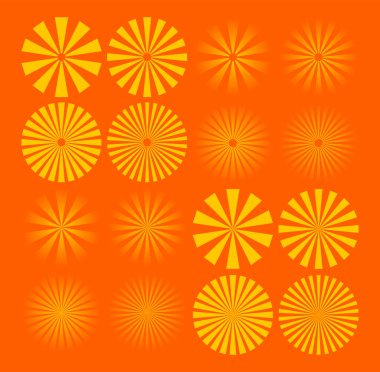 Turuncu ve sarı arka planlı yaz güneşi ışınları.