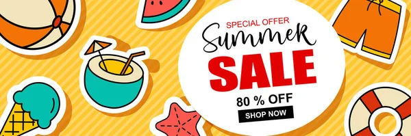 Summer Sale Banner Cover Template Background Summer Discount Special Offer — Stock Vector