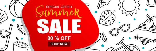 Summer Sale Banner Cover Template Background Summer Discount Special Offer — Stock Vector