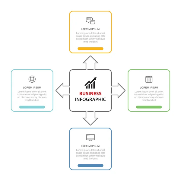 Infografiche Opzione Dati Progettazione Modello Linea Sottile Illustrazione Sfondo Astratto — Vettoriale Stock