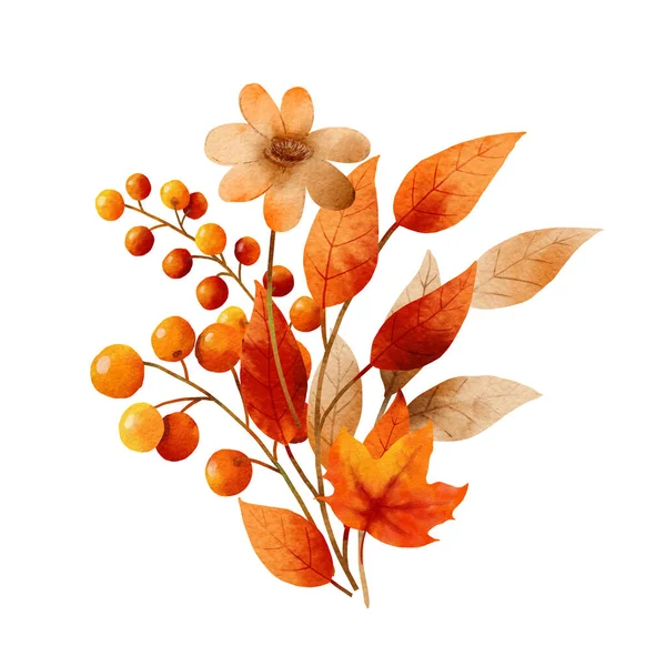 Bukiet Jesiennych Liści Akwarela Stylu — Zdjęcie stockowe