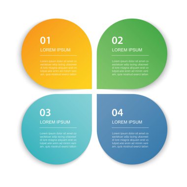 4 veri Bilgibilim sekme kağıt indeks şablonu. Vektör illüstrasyon soyut arkaplan. İş akışı düzeni, iş adımı, afiş, web tasarımı için kullanılabilir.