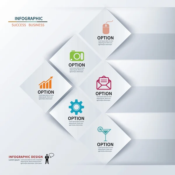 Infográfico quadrado de papel — Vetor de Stock