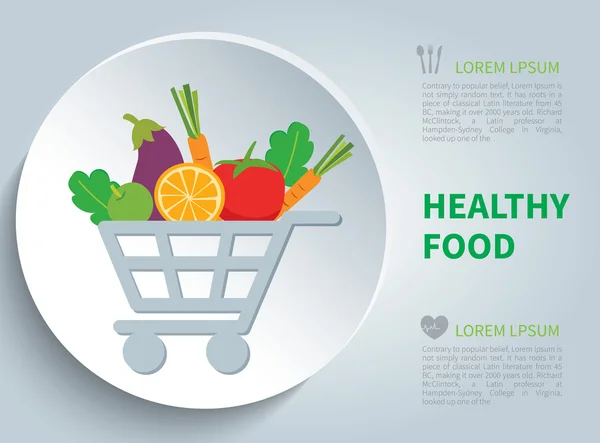 Comida ecológica en la cesta — Vector de stock