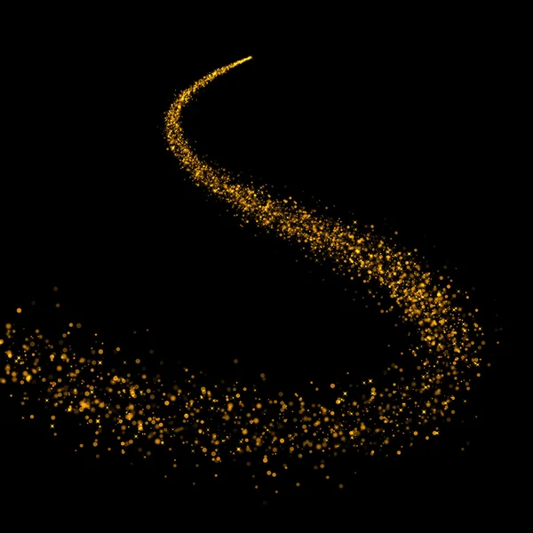 Gold glittering bokeh stars tail dust — Stock Photo, Image