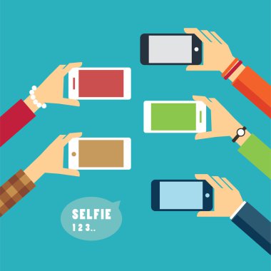 selfie fotoğraf düz tasarım alarak