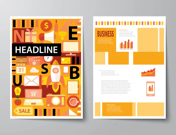 Headline startup set of magazine cover, flyer, brochure flat de — стоковый вектор
