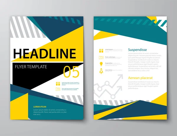 Set cover majalah bisnis, flyer, brosur datar desain tem - Stok Vektor