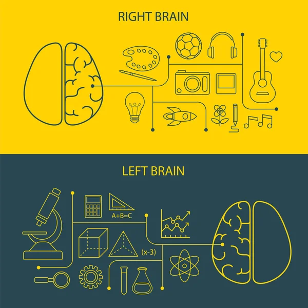 Concepto de funciones cerebrales izquierda y derecha — Archivo Imágenes Vectoriales