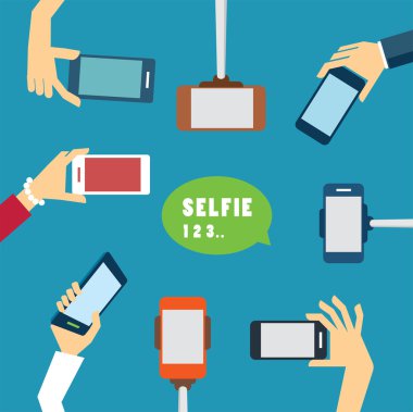 selfie fotoğraf düz tasarım alarak