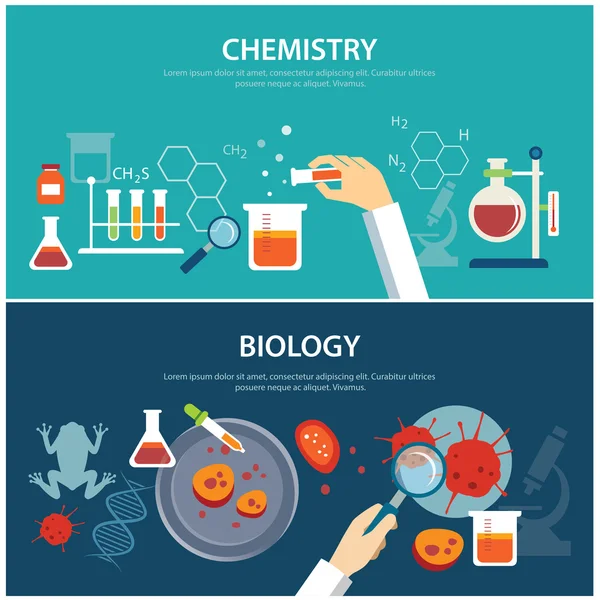 Chimica e biologia concetto di educazione — Vettoriale Stock