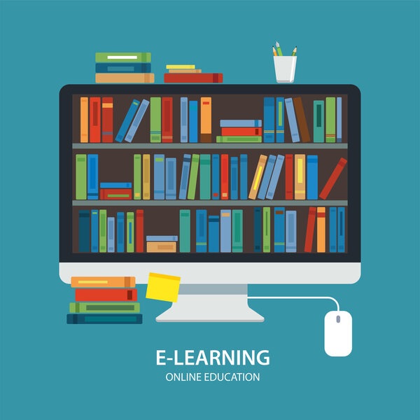 online library education concept flat design