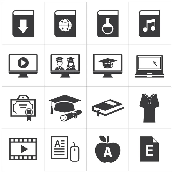 Set ikon pendidikan online - Stok Vektor