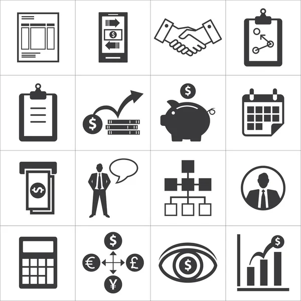 Ensemble d'icônes pour les entreprises, finance, m-banking — Image vectorielle