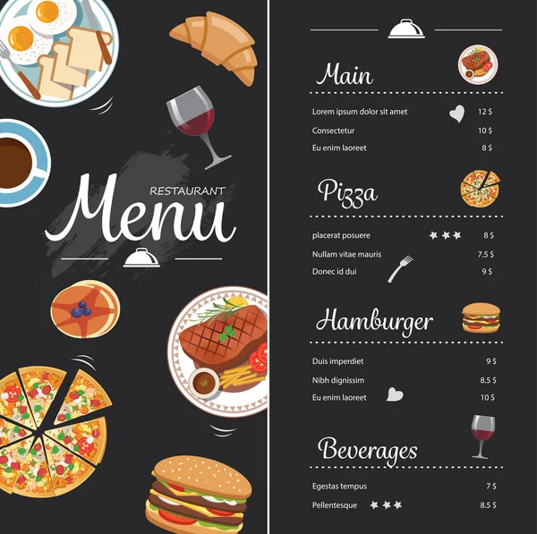 restaurant food menu design with chalkboard