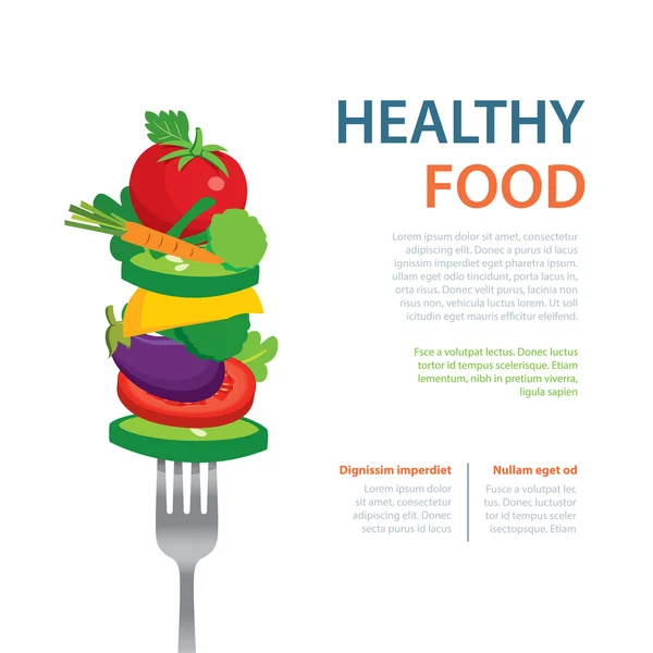 Zdravé jídlo na vidličku dieta koncept ovoce a zeleniny — Stockový vektor
