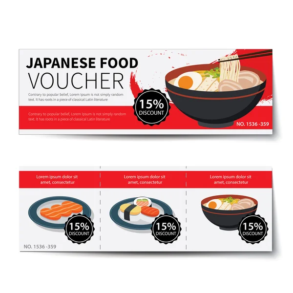 Japanischer Lebensmittelgutschein Rabattvorlage Design — Stockvektor