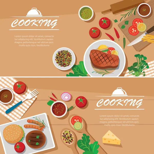 Cooking banner flat design template — Stock Vector
