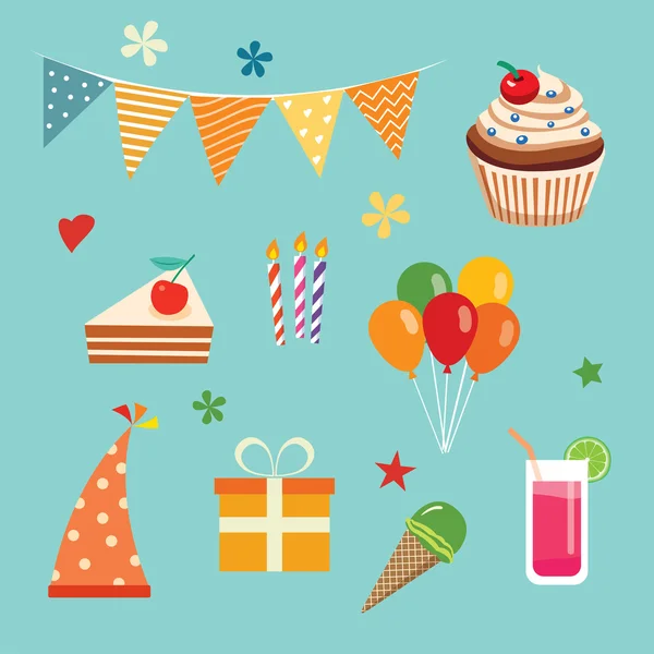 Ensemble de fête d'anniversaire — Image vectorielle