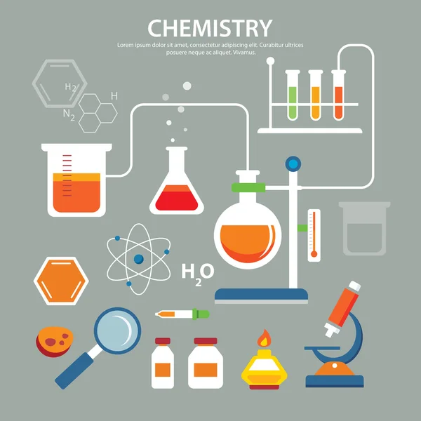 Kimya arka plan eğitim kavramı düz tasarım — Stok Vektör