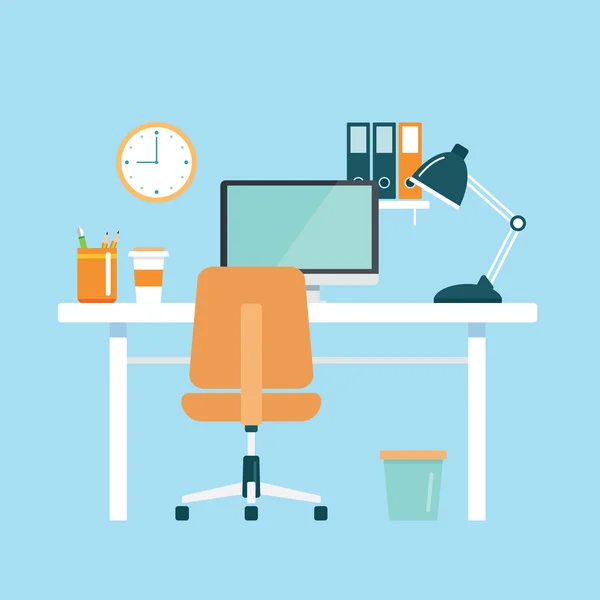 Office arbetsplatsen platt design — Stock vektor