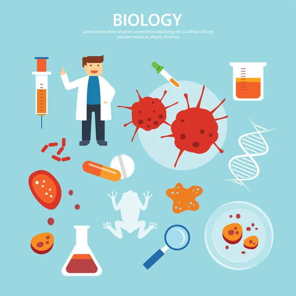 Fundo de biologia conceito de educação design plano —  Vetores de Stock