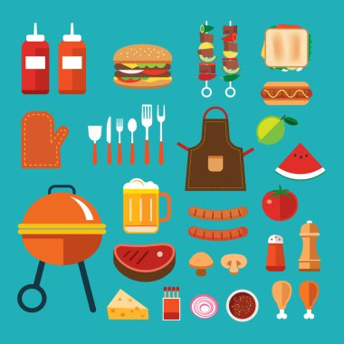 barbecue flat icon clipart