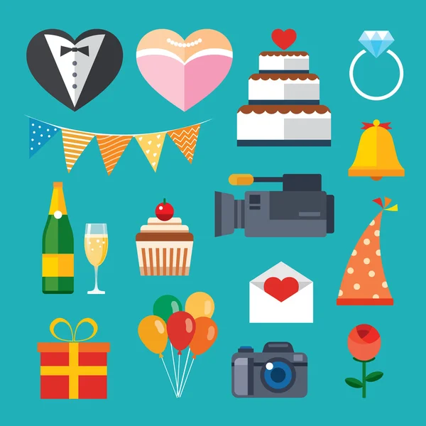 Icono plano de boda — Vector de stock