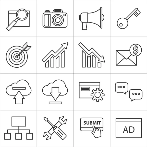 Seo icono de línea delgada — Vector de stock