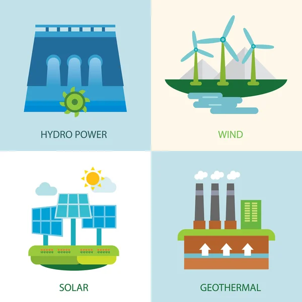 Set of renewable energy — Stock Vector