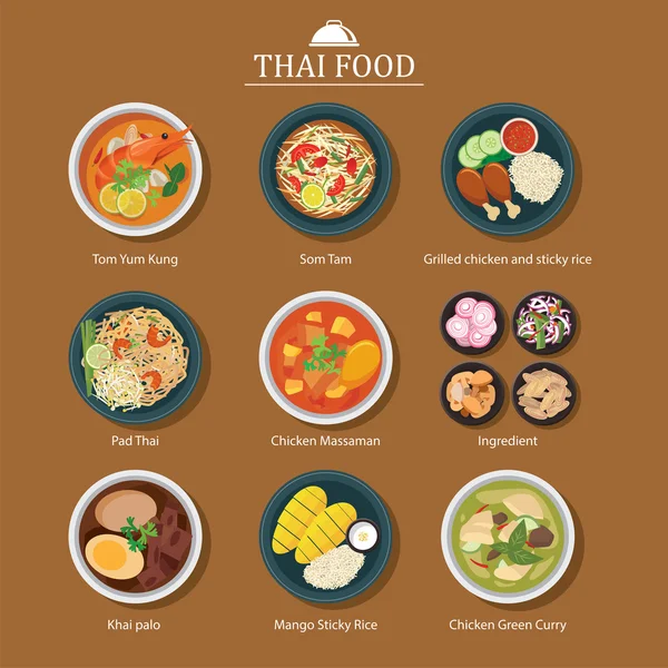 Set of thai food — Stock Vector