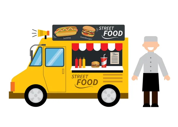 Voedsel vrachtwagen hamburger — Stockvector