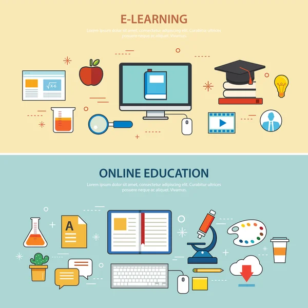 Online education and e-learning banners — 스톡 벡터