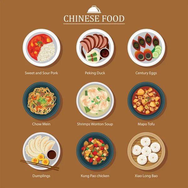 Conjunto de comida chinesa —  Vetores de Stock