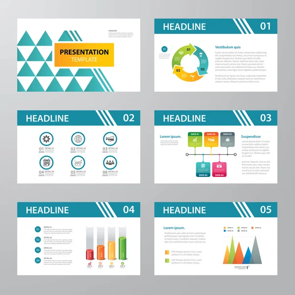 Set of infographic presentation template flat design — Stock Vector